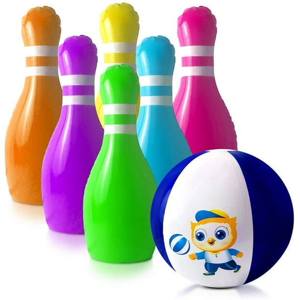 Giant Bowling Set for Kids Inflatable Pins Ball Toys Indoor Activities Fun Game Yard Camping Games Family Party Birthday Educational Learning Sport Boys Girls 3 4 5 6 Years Old